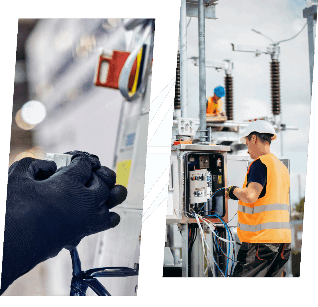Worker adjusting electrical circuit box