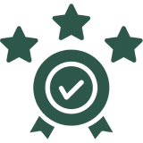 Award icon with stars and checkmark